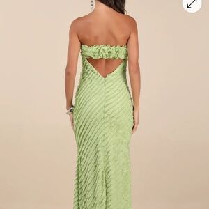 Galen green Strapless Ruffled Midi Dress